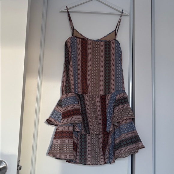 Boho Print Ruffle Hem Mini Dress - Picture 11 of 17